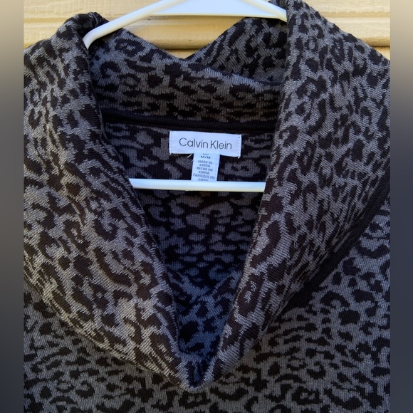 Calvin Klein Leopard Print Cowl Neck Long Sleeve Sweater - Picture 4 of 11